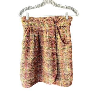 Odille Women's 2/XS Plaid Tweed Wrap Skirt Multicolor High Waisted Short